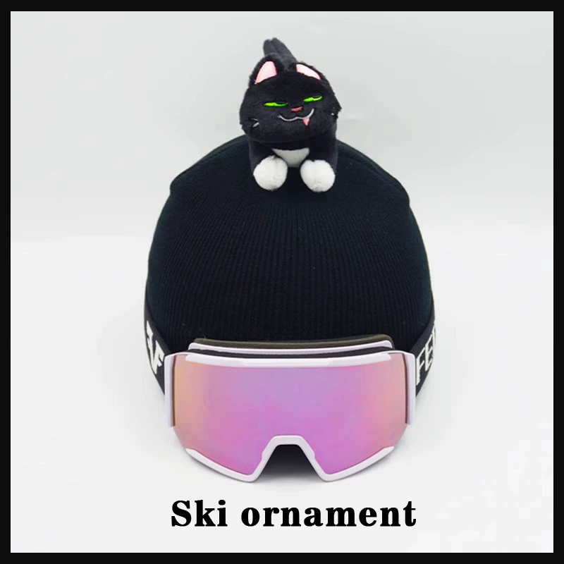 Милый злобный черный кот шпон двойной доски универсальный орнамент креативный лыжный шлем