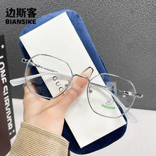 新款D80001金属素颜女韩版潮可配度数大脸显瘦多边形眼镜框ins风