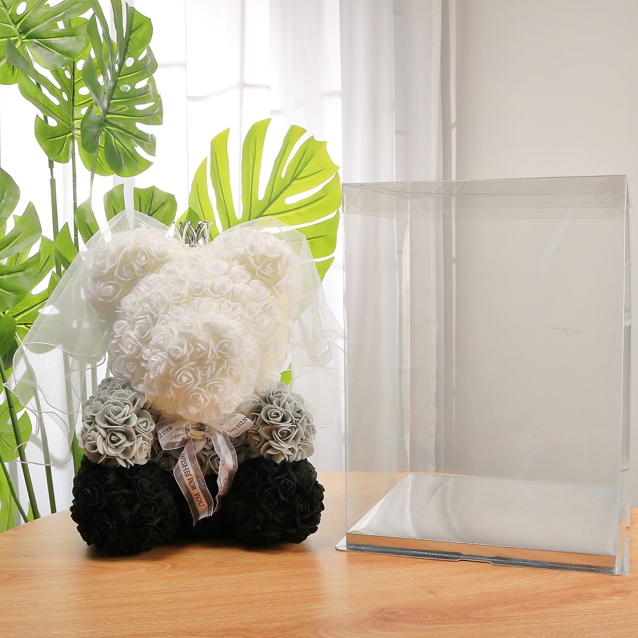 Flor preservada oso rosa 520 regalo del Día de San Valentín tienda de flores supermercado PE espuma flor abrazo oso rosa