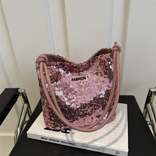 Sequin Fashion Korean Style Shoulder Bag Women's 2024 Spring and Summer Niche Internet Celebrity Style Underarm Bag Outing Tote Bag for Women