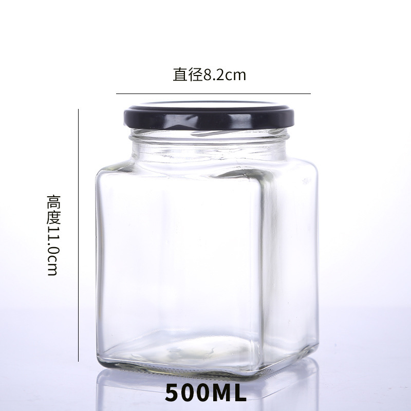 メーカー卸売り角形蜂蜜ガラス瓶密封缶味噌汁瓶200ml梨膏瓶1斤300g入膏滋瓶|undefined