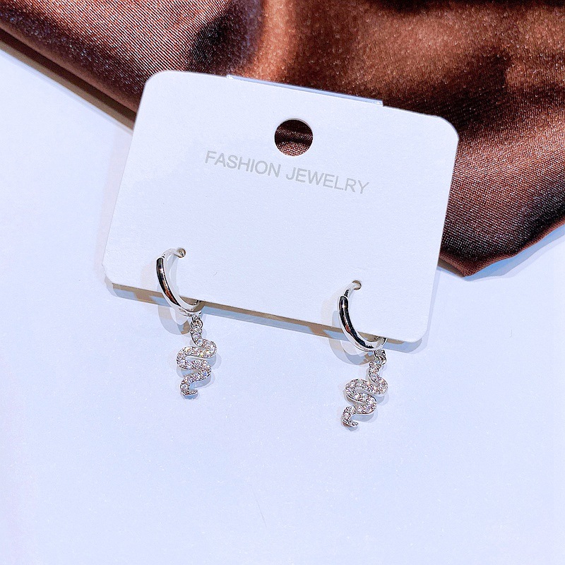 Fashion Zircon Micro Inlaid Cute Small Snakes Ear Clip Small Ear Ring Wholesale display picture 7