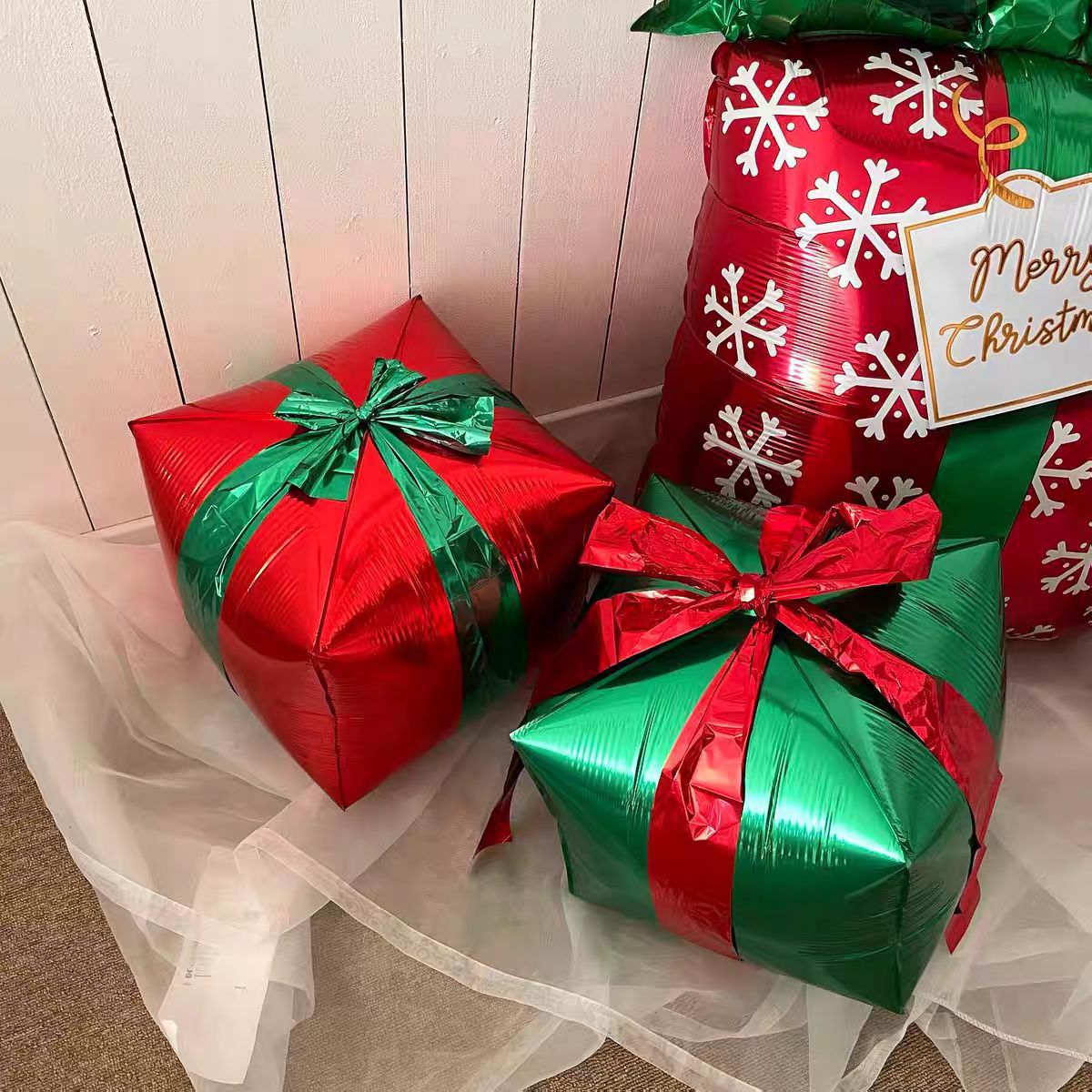 22 pulgadas 4D bola cuadrada caja de regalos de globo de película de aluminio decoración de Navidad decoración de globo comercio exterior transfronterizo