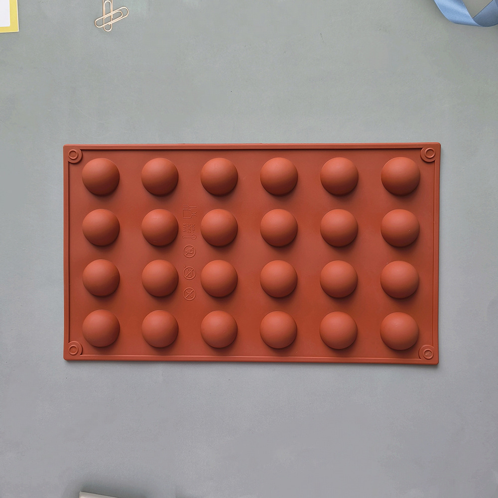 24 agujeros semicircular molde de pastel de silicona 3D esférico chocolate molde de dulces herramientas de horneado molde de hielo 437