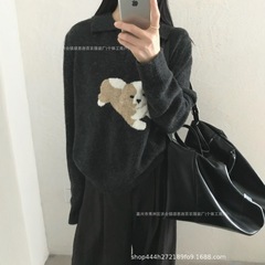 韩系灰色polo领羊绒针织衫上衣修身短款内搭打底衫翻领毛衣女秋冬