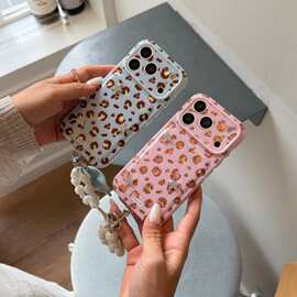 日韩苹果17promax蓝粉豹纹15/16小众个性iPhone18pro手机壳适用链