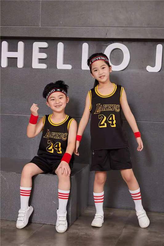 子供用バスケットボール服雄牛レイカーズ8号23号24号ユニフォームセット小学生男女競技訓練|undefined