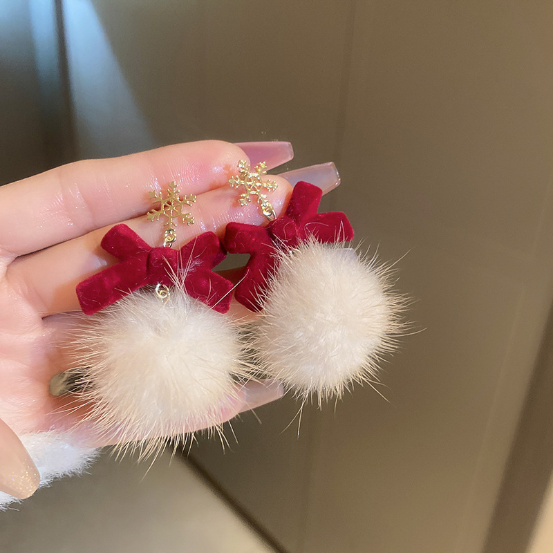 Pendientes franceses retro con lazo, aguja de plata 925, diseño elegante y dulce, estilo lujo ligero