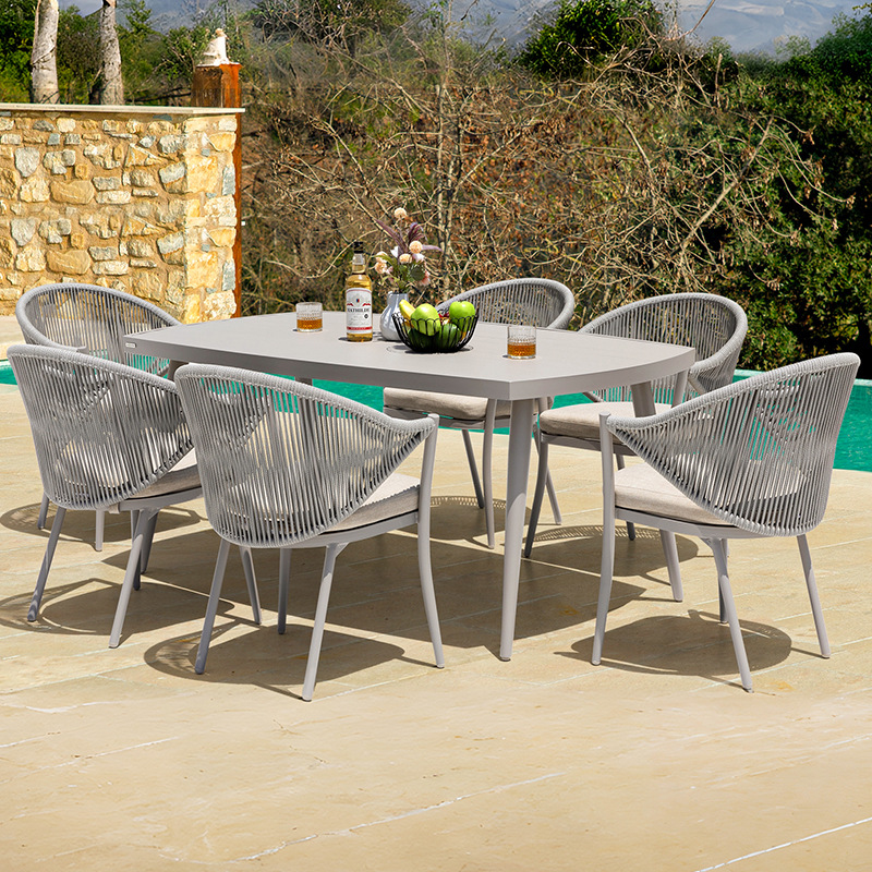 Mesas y sillas de Ratán al aire libre patio impermeable y protector solar muebles combinación Villa jardín al aire libre ocio silla de Ratán al aire libre