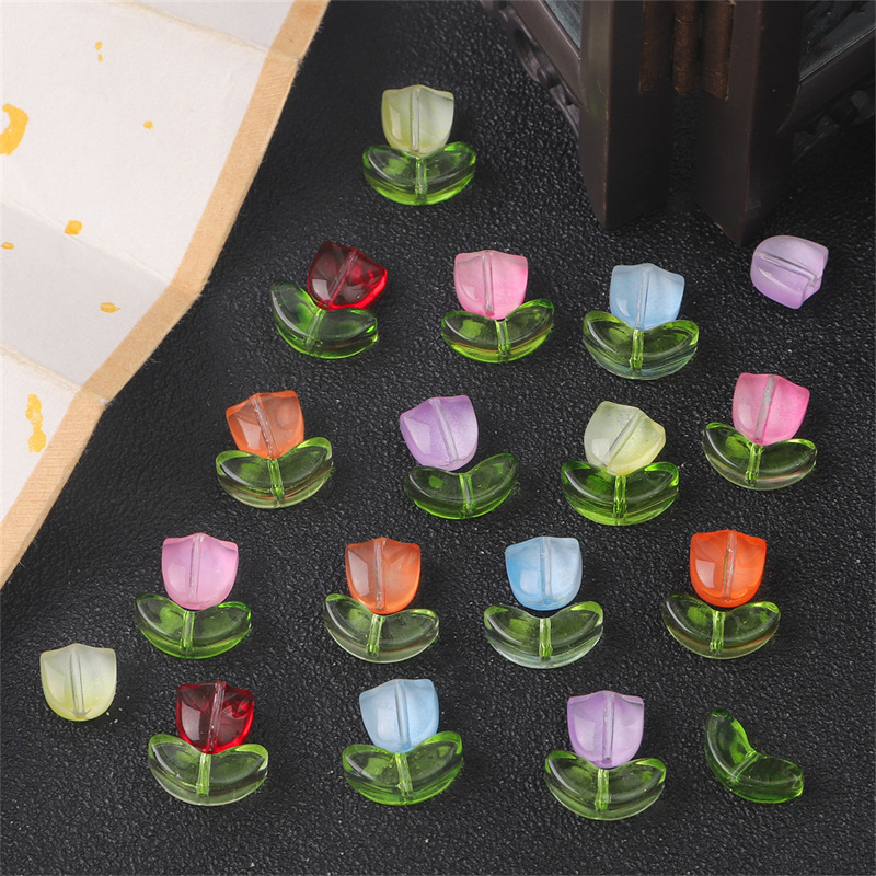 Glass Material 10 Sets/Pack 7 * 14mm 9 * 9mm Less Than 1mm Glass Flower DIY Jewelry Accessories Beads