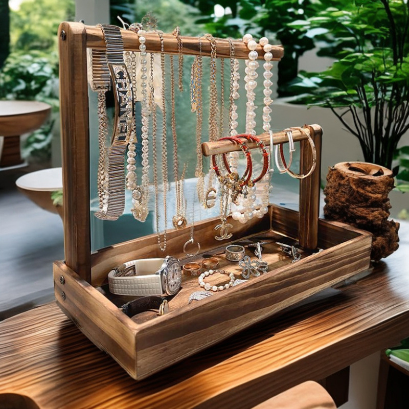 Solid Wood Bracelet Desktop Storage Box Display Stand Watch Bracelet Bracelet Buddha Beads Antique Jade Bracelet Jewelry