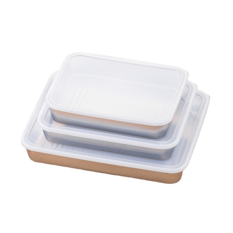 Customized Japanese-Style Preservation Box 430 Stainless Steel Meat and Fruit Box Refrigerator Freezer Storage Box Baking Tray Multifunctional