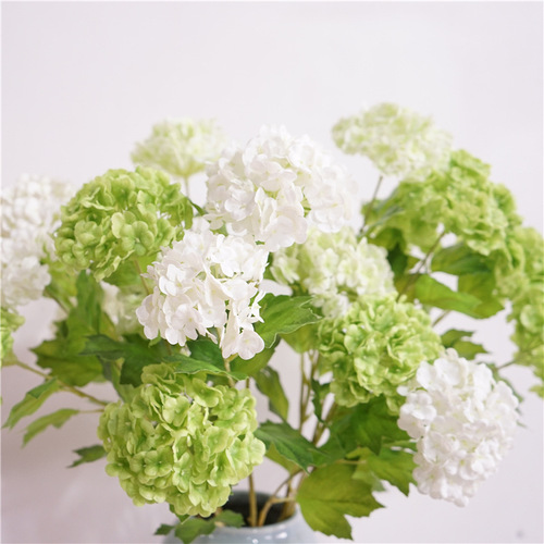 High-quality artificial flower feel moisturizing hydrangea single artificial flower snowball living room table decoration floral wood hydrangea