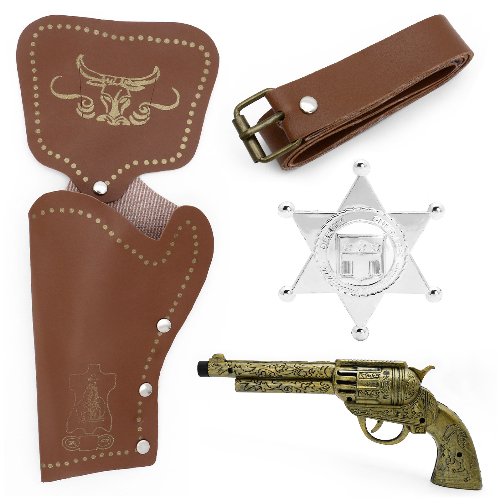 Cross - Border medieval Western vaquero Gun hat toy Gun Belt Belt holster image 10