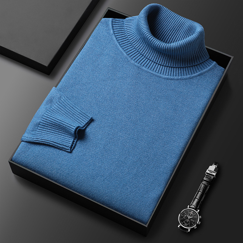 Cross-border foreign trade all kinds of collar sweater long-term stock thick sweater solid color warm young men's base shirt