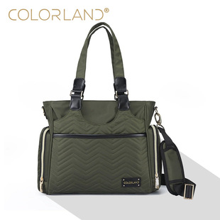 COLORLAND Hand-to-Hand Mummy Bag Striped Cotton Fashion Portable Women's Bag Shoulder Bag for Moms