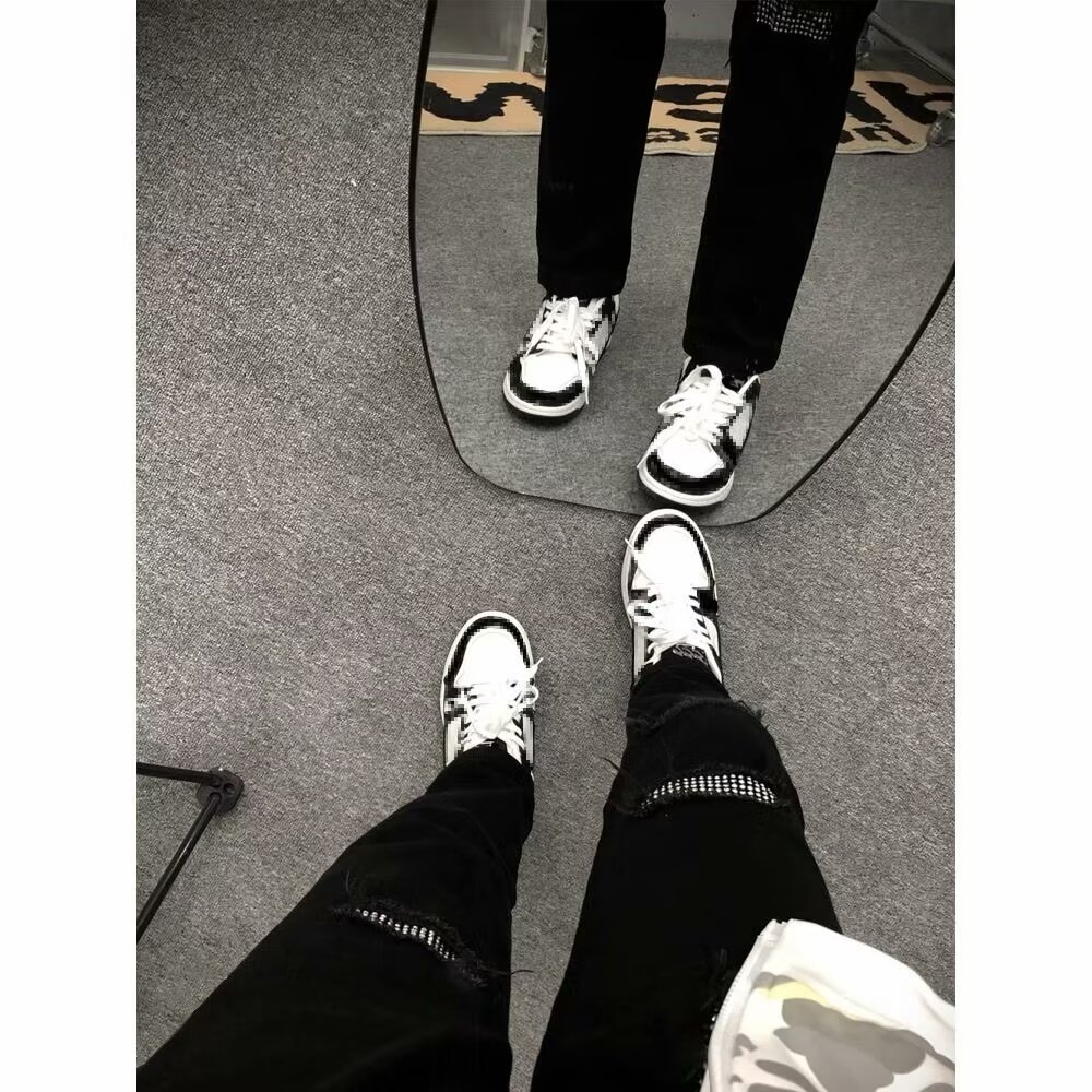 New Casual High Street Ripped Jeans Unisex Rhinestone Slim Straight Pants Spring Autumn Mid-Waist Regular_mkmklike.com