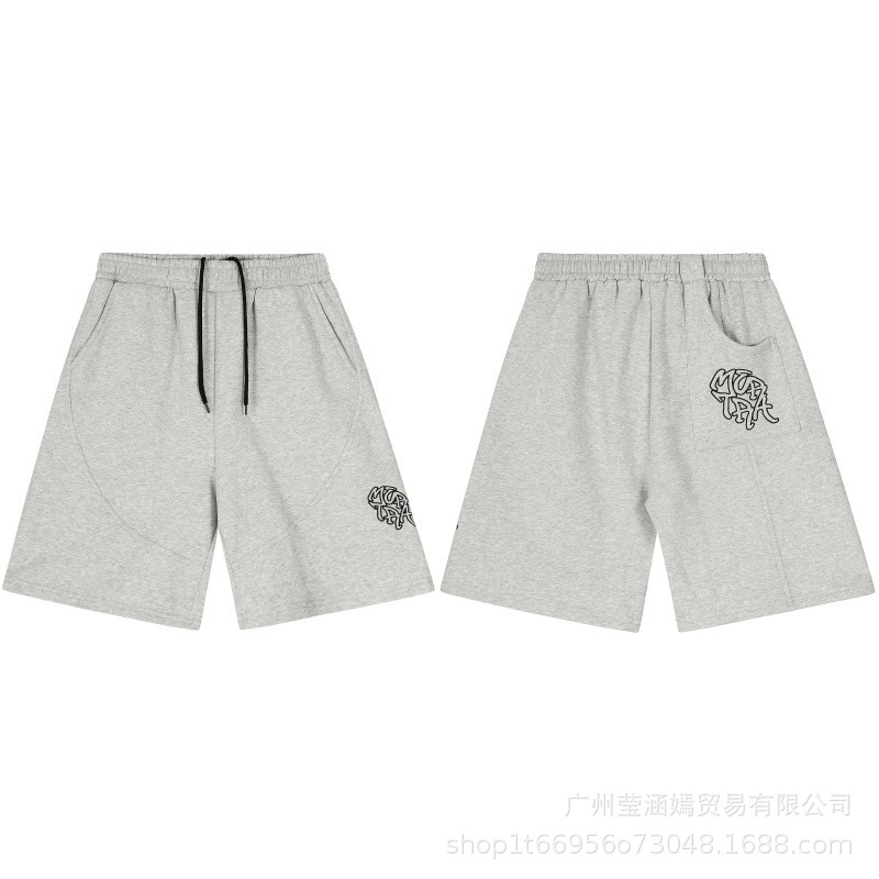 高版本Mertra街头刺绣字母洗水做旧牛仔裤美式休闲男女直筒五分裤|undefined