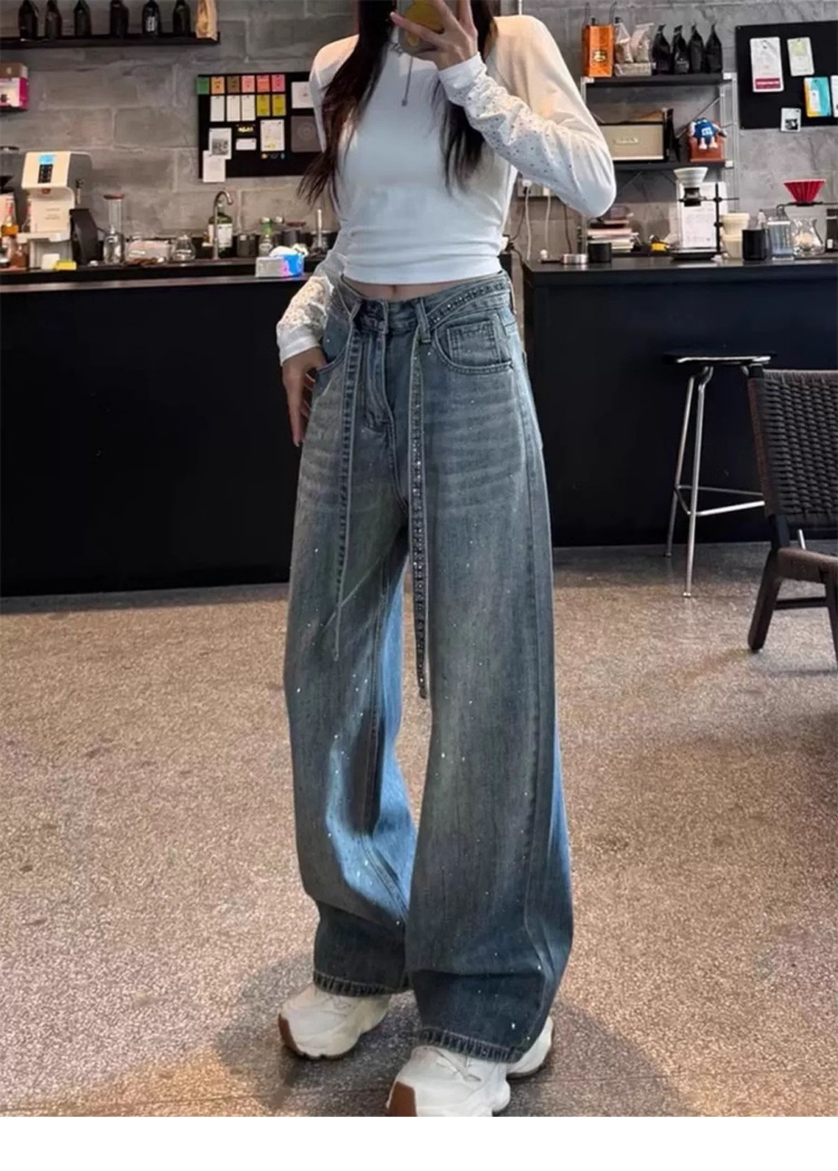 Jeans Hot Diamond con lacci di grandi dimensioni per donna 2025, nuovi pantaloni lunghi eleganti e dritti a gamba larga per ragazze grasse di grandi dimensioni_voghion.com