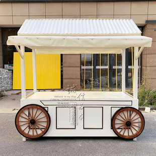 Anti-corrosion wood snack car shopping mall mobile sales car market booth display rack scenic spot market float stall cart