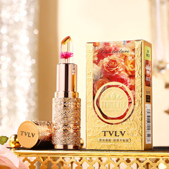 TVLV水晶金箔變色花瓣口紅滋潤鮮花果凍唇膏不粘杯不掉色溫變口紅