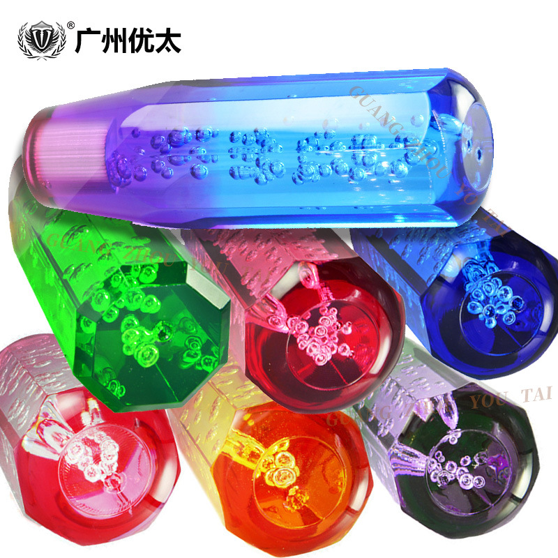 Cabeza de cambio de cristal acrílico de dos colores octogonal cabeza plana cabeza de la manija de cambio transparente de dos colores onda palo palanca de cambio interior del coche image 5