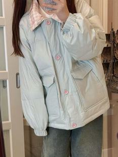 Academy Style Design Sense Contrast Color Double-sided Cotton-padded Coat Women's Winter New All-match Warm Parker Lapel Cotton-padded Coat