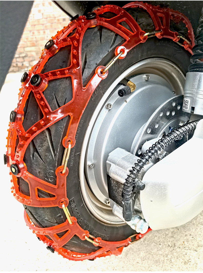 Anti-slip chains for electric vehicles, two-wheel, three-wheel, and four-wheel motorcycles, snow-resistant rubber anti-slip chains for winter riding in snow and mud