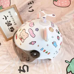 Newly certified helmet for electric scooters, safety helmet for women, suitable for all seasons, summer motorcycle helmet for students, cute bear ear half helmet