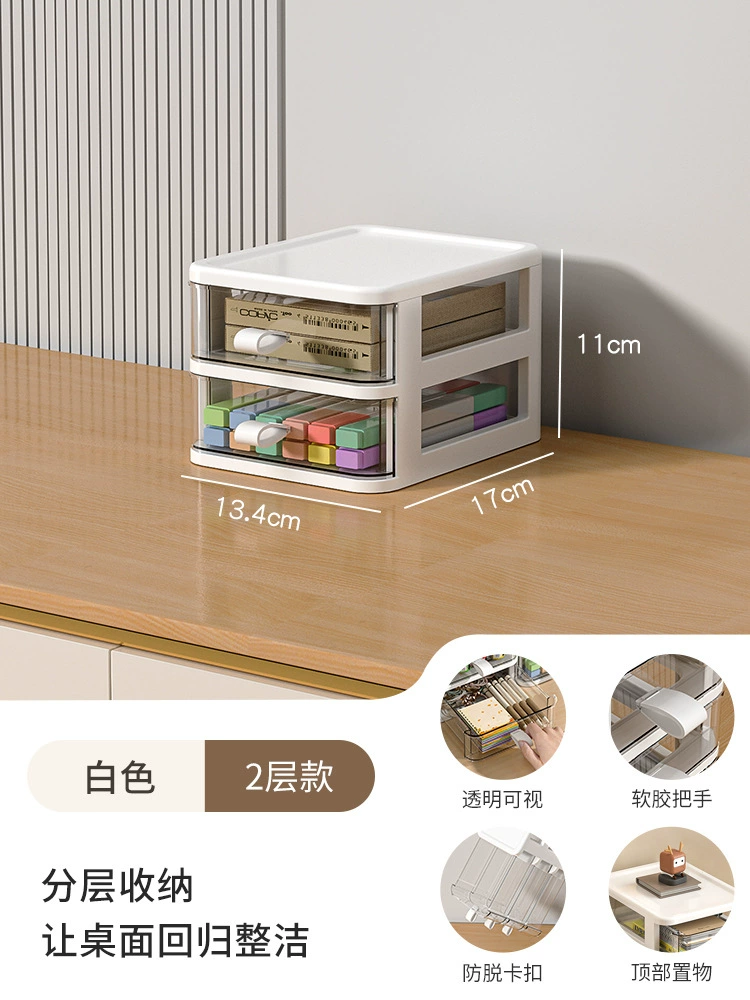 Desktop storage box office Student dormitory stationery cosmetics debris storage transparent multi -layer dustproof rack