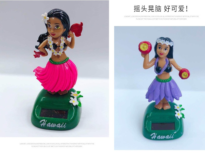 New Solar-Powered Swinging Hawaiian Girl Car Decoration Creative Cartoon Car Ornament Gift