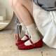 Inner Heightened Version ~ Retro Gimmel Rivet Ballet Shoes Women's Spring and Autumn Buckle Shallow Mouth Mary Jane Shoes