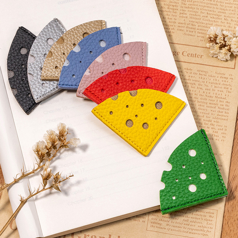 Cute Style Cheese Pattern Bookmark Creative Corner Protector Simple Student PU Leather Bookmark Portable Page Clip