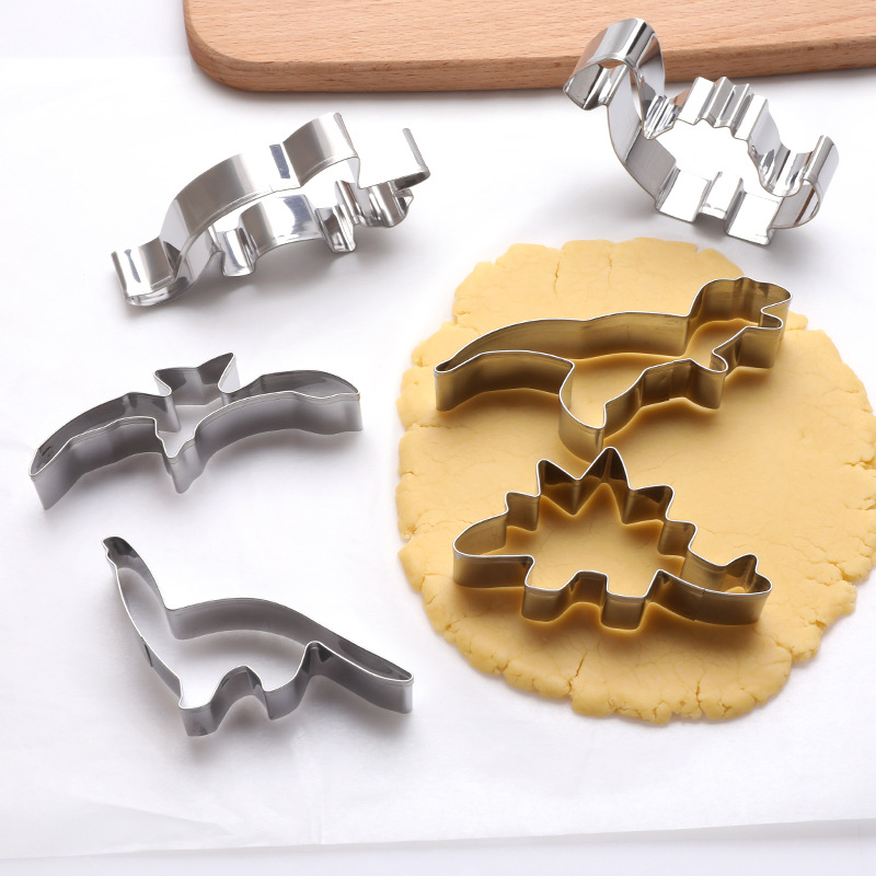 Factory in stock stainless steel dinosaur biscuit mold suit cookie animal printing mold baking tools
