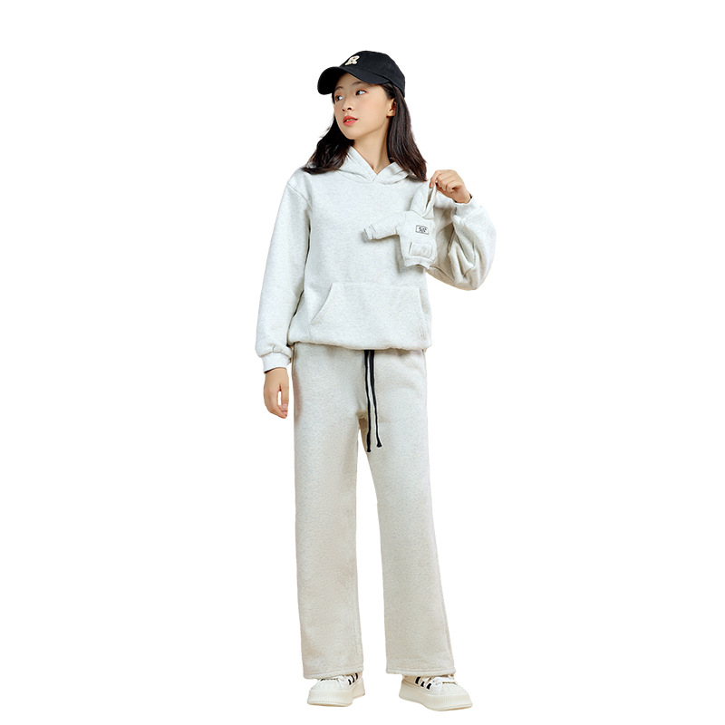 Ropa para niños 2023 otoño y el invierno nueva chica de lana suéter pantalones traje los grandes movimiento aire exterior