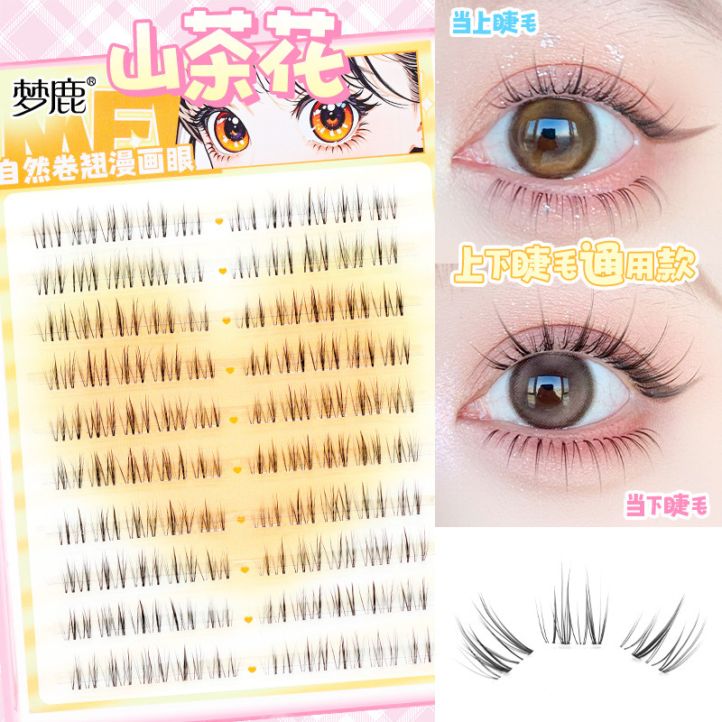 Menglu [Glue-Camellia Up and Down Universal] False Eyelashes Natural Makeup Artist Segmented Trilogy Women's Group