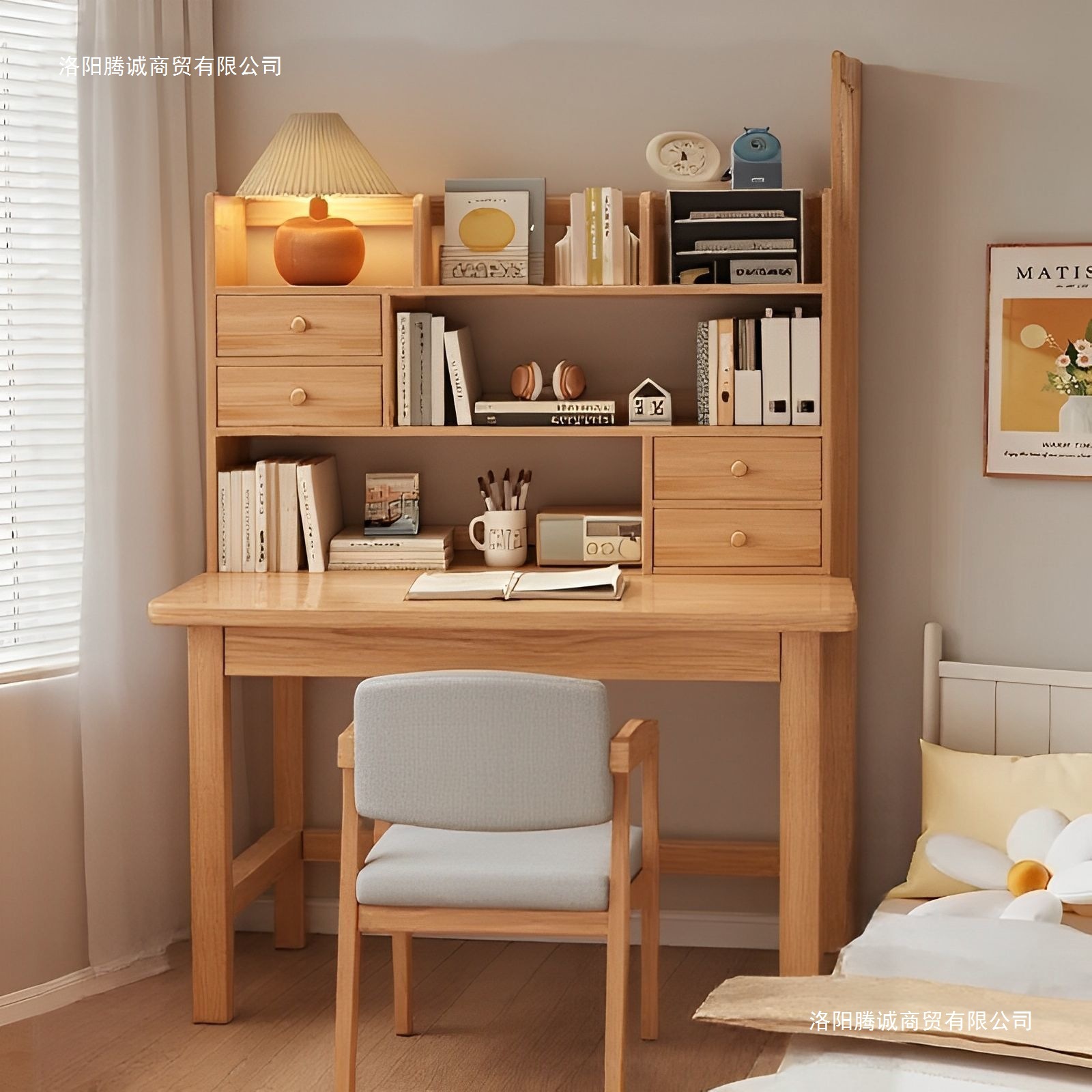 Desk Bookshelf Integrated Table Student Home Study Table and Chair Combination Bedroom Small Apartment Simple Desktop Computer Table