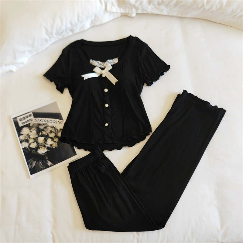 Summer pijama with bow, set, with short sleeve