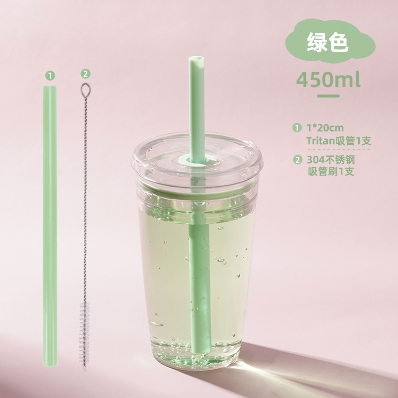 2025 新しいクロスボーダー 450 ミリリットル単層 Tritan ストローカップミルクティーカップコーヒーカップマルチカラーキャンディストローカップ|undefined