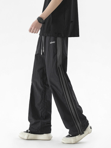 National-style Patchwork Color-Block Cargo Pants for Men—Summer Trendy Brand, Cool & Relaxed Outdoor Quick-Dry Workwear Trousers, Casual Long Pants