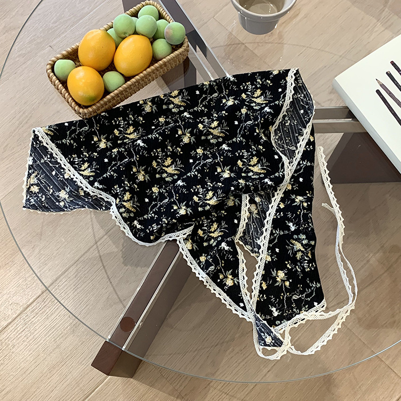 Turbante de verano pastoral coreano turbante de flores cortas francés alto grado toallas de triángulo toallas de seda bufandas de moda bufandas al por mayor