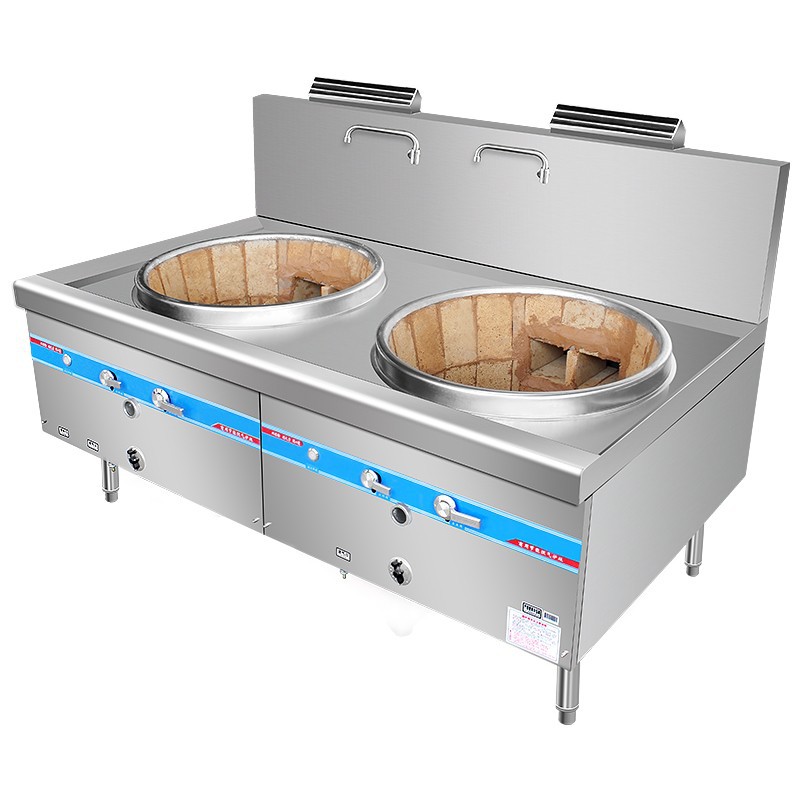 大锅灶商用猛火灶双头灶饭店食堂用煤气液化气大型不锈钢灶台灶具