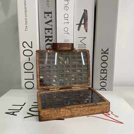 Crystal Collection Box木制水晶收藏盒手提箱里的石头收藏品摆饰