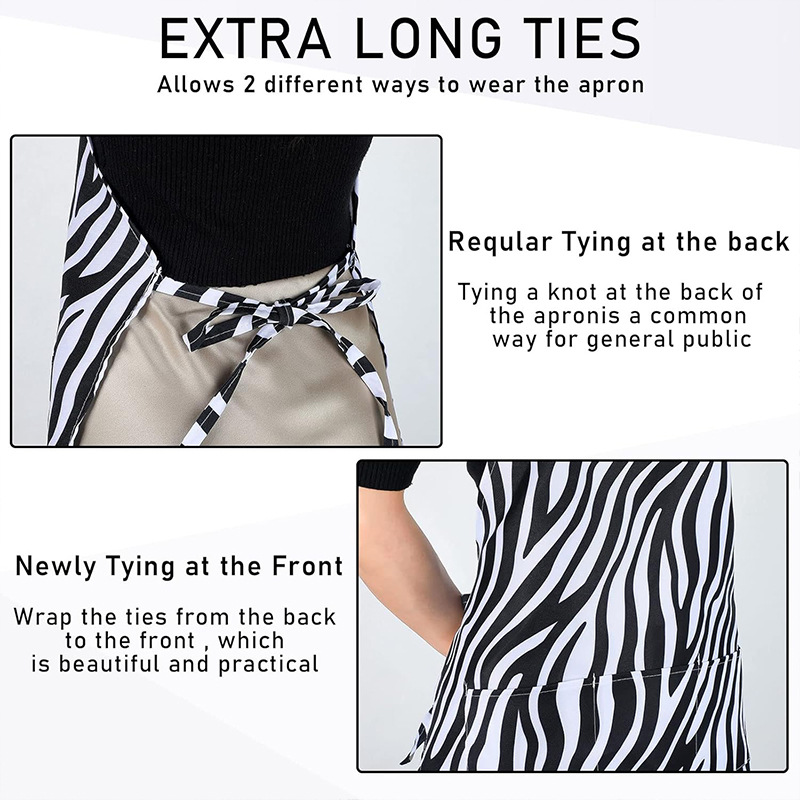 Transfronterizo Amazon rayas poliéster delantal logotipo personalizado patrón de leopardo belleza manicura ropa de trabajo delantal de cocina