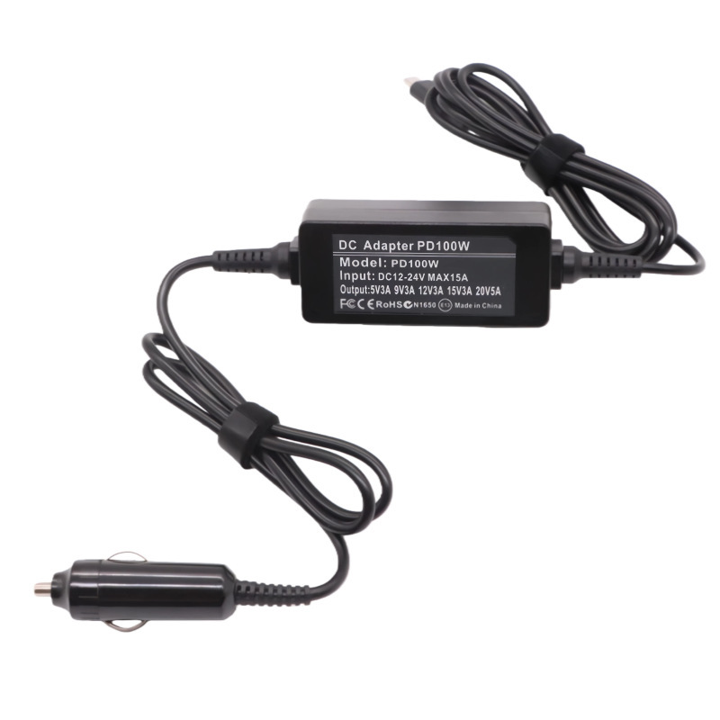 Factory Direct Sales 100W Type-C Car Charger Adapter Suitable for Dell Travel Portable Car Charger