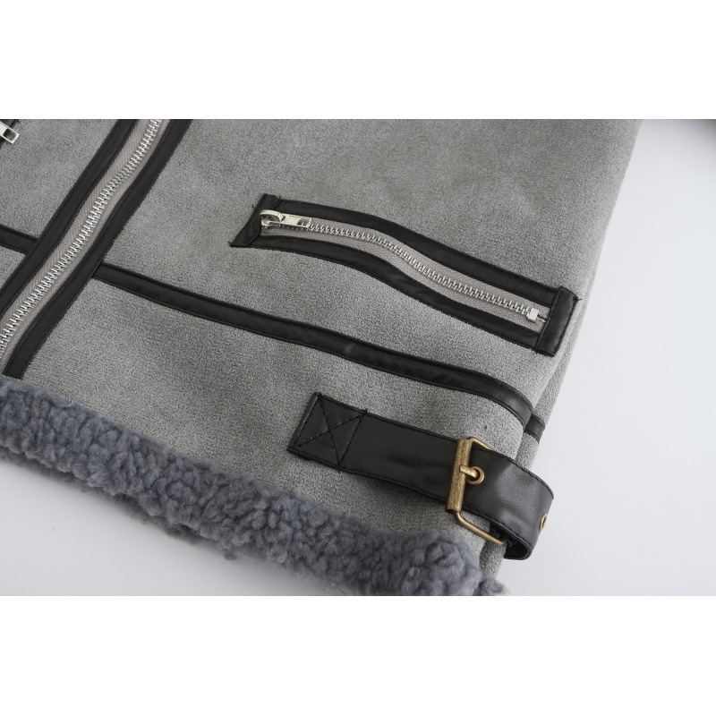 Pelliccia di pecora corta da donna con pelliccia spessa_voghion.com