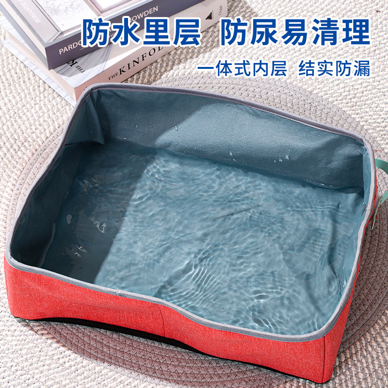 新款便攜式貓砂盆車載戶外牛津布開放式貓砂盆 大號可摺疊貓砂盆
