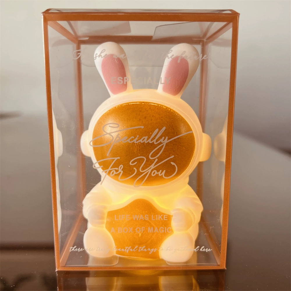 Astronaut night light, space rabbit design, portable warm LED lamp (gift box options)
