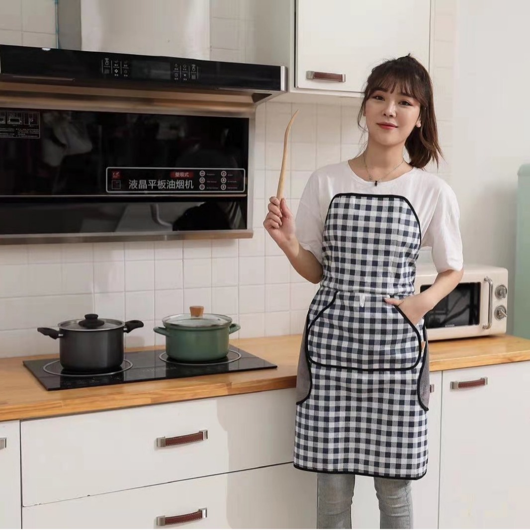 Fábrica al por mayor perezoso tie-libre delantal automático cocina práctica a prueba de aceite impermeable a prueba de manchas logotipo imprimible