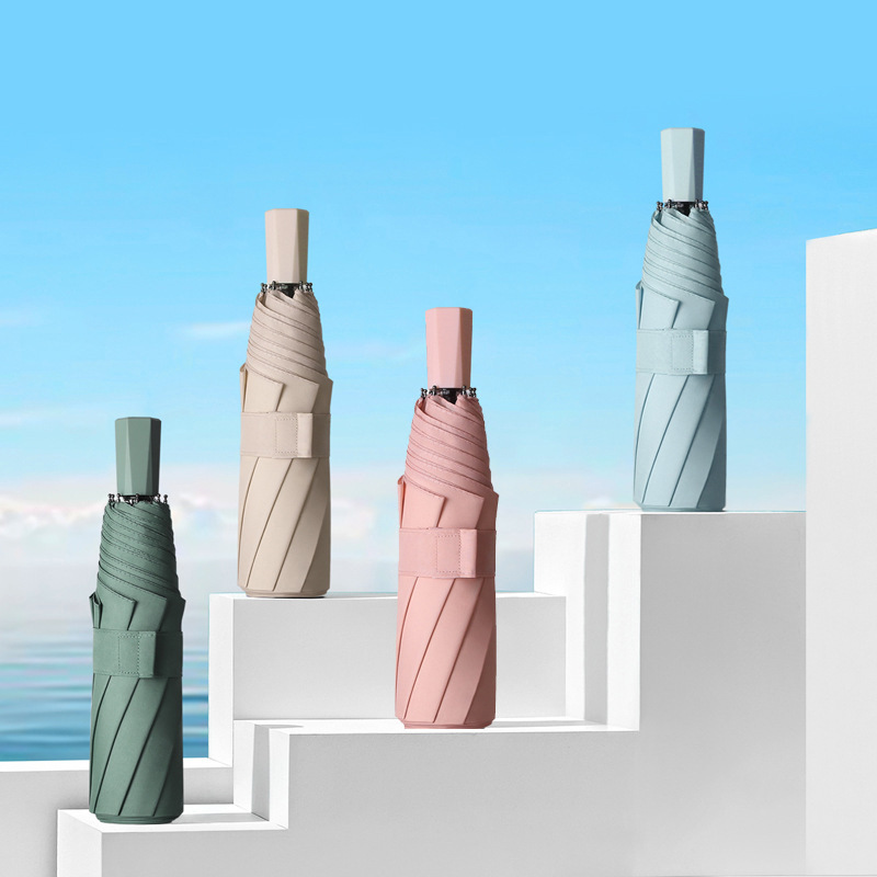 素色简约三折伞晴雨两用防晒太阳伞折叠礼品促销广告雨伞厂家批发